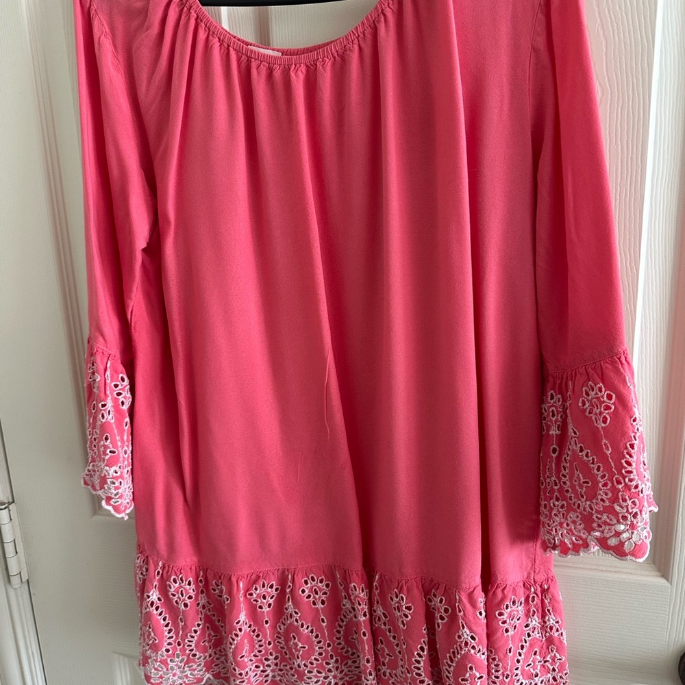 Coral Embroidered Tunic Top